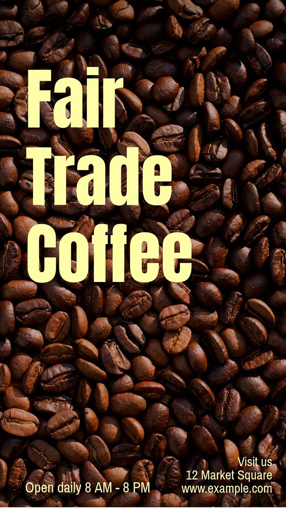 Fair trade coffee Instagram story template, editable text