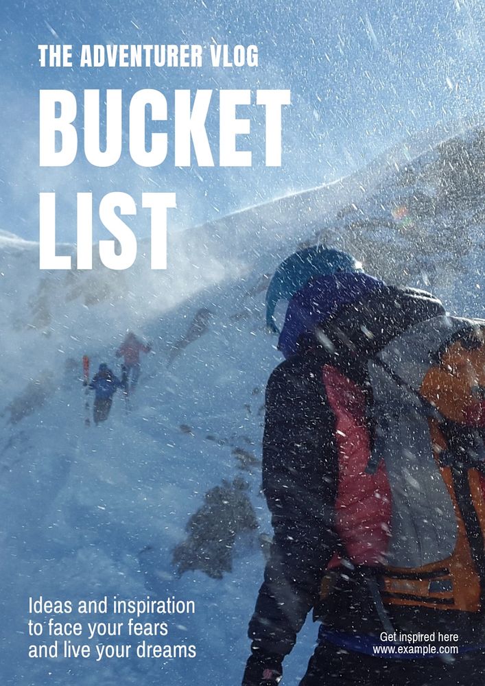 Bucket list poster template, editable text and design