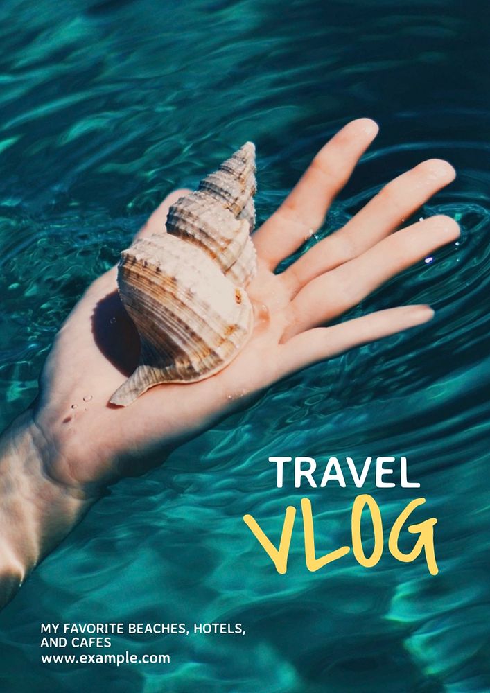 Travel vlog poster template, editable text and design