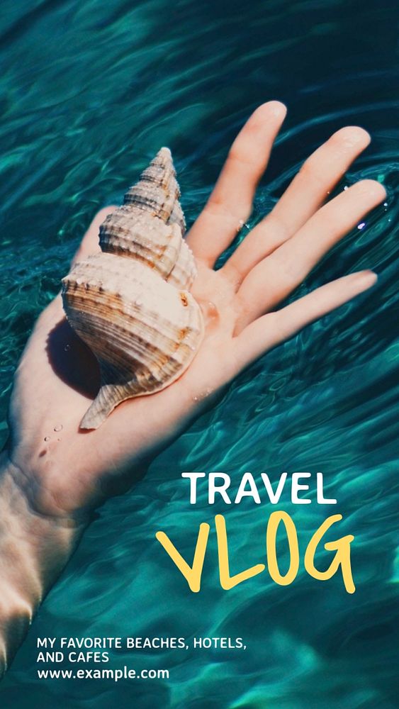 Travel vlog Instagram story template, editable text