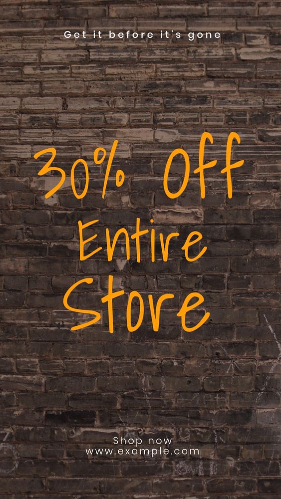 30% off entire store Instagram story template, editable text