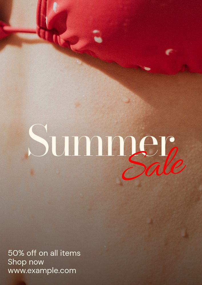 Summer sale poster template, editable text & design