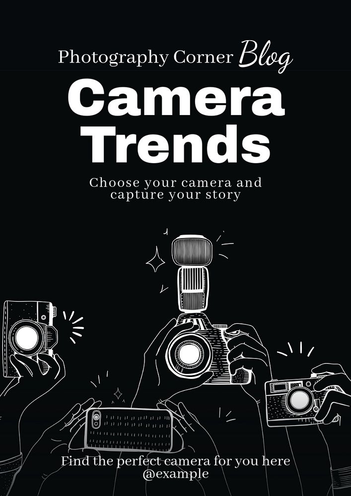 Photography camera poster template, editable text and design