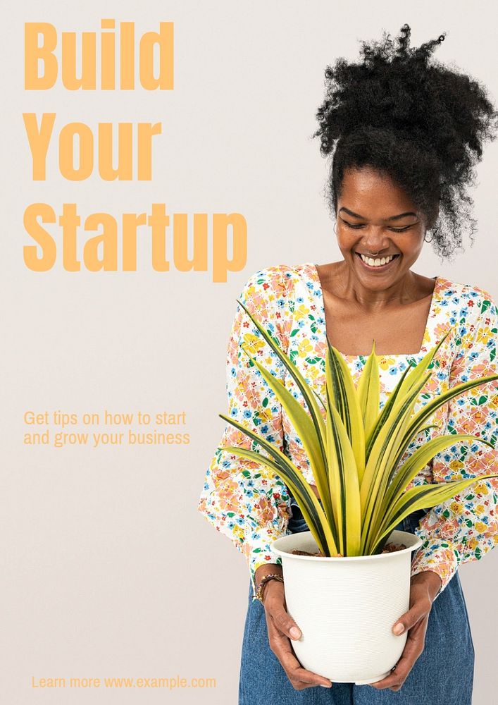 Build your startup poster template, editable text and design