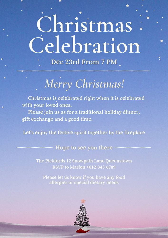 Christmas celebration poster template, editable text and design