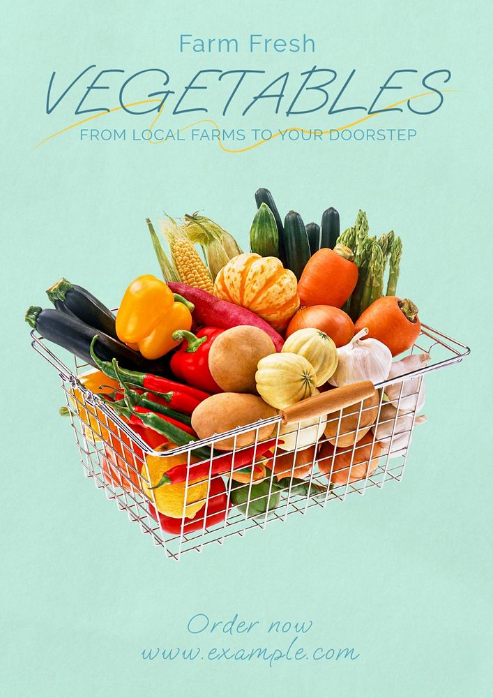 Farm fresh vegetables poster template, editable text & design