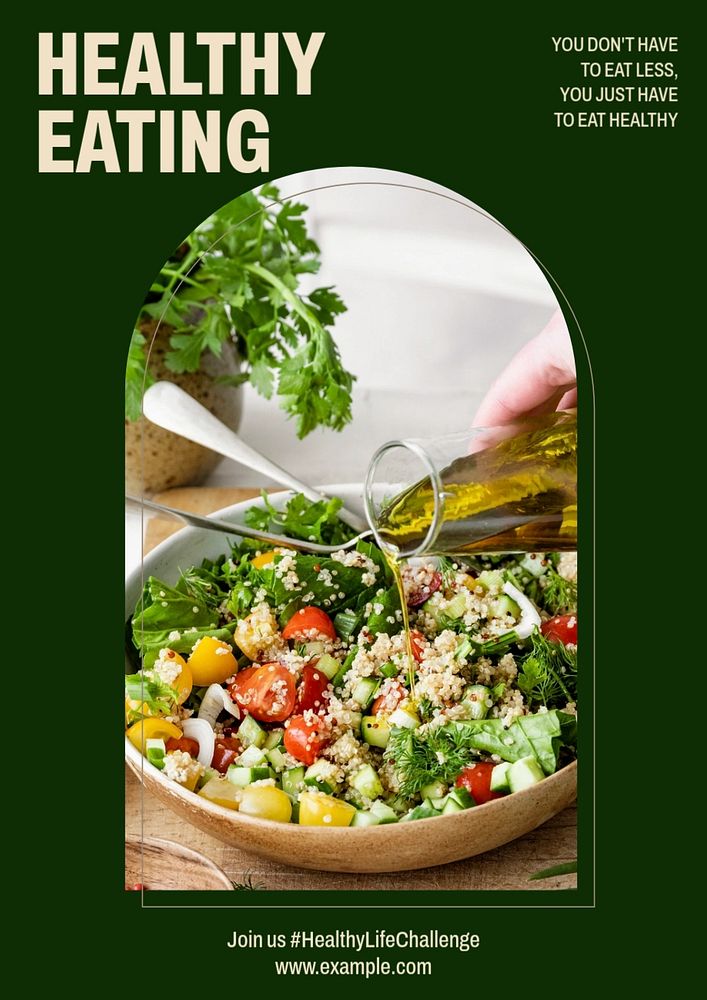 Healthy eating poster template, editable text & design