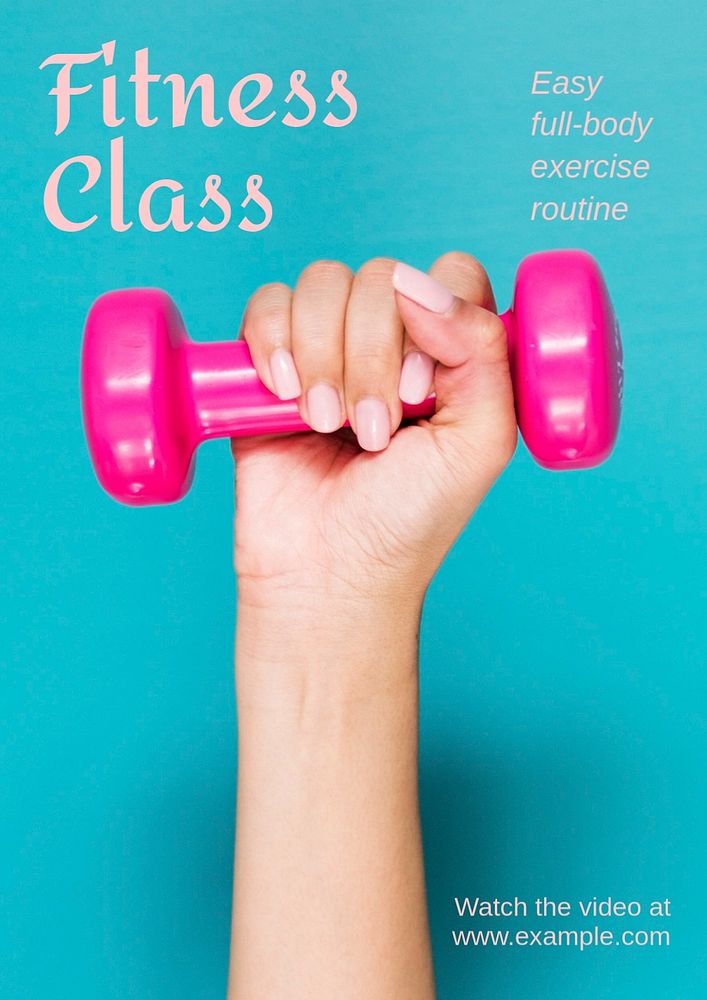 Fitness class poster template, editable text & design