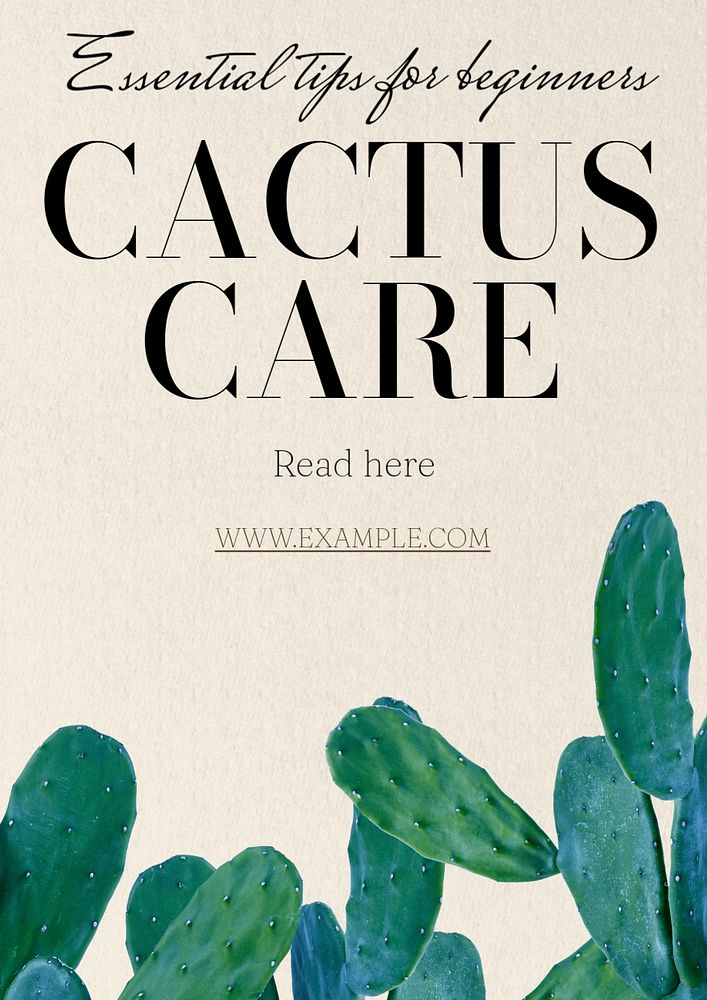 Cactus care  poster template, editable text & design