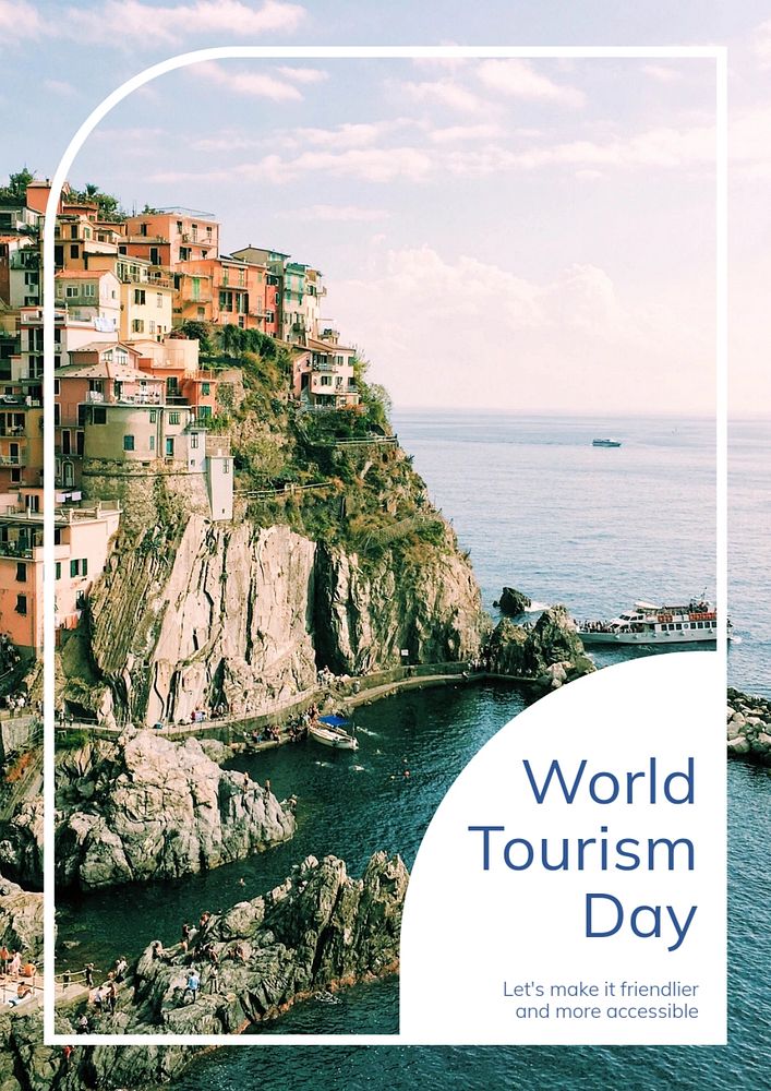 World tourism day poster template, editable text & design