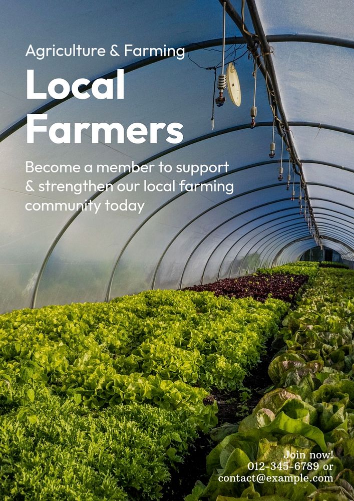 Local farmers community poster template, editable text & design