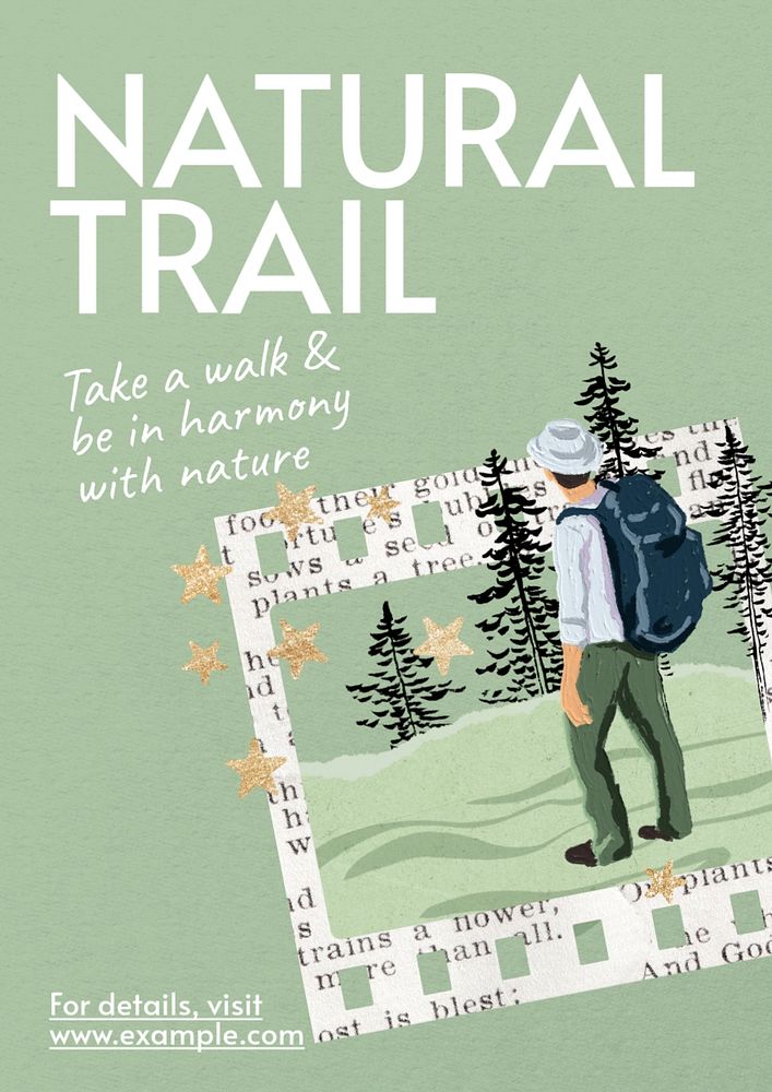 Natural trail  poster template, editable text & design