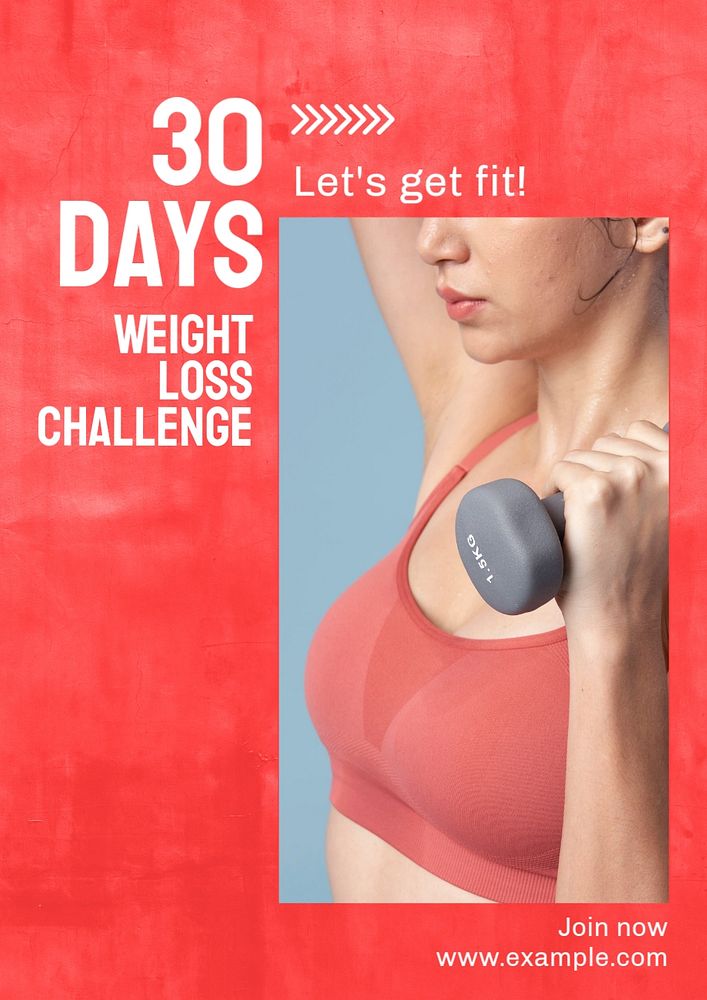 Weight loss challenge poster template, editable text & design