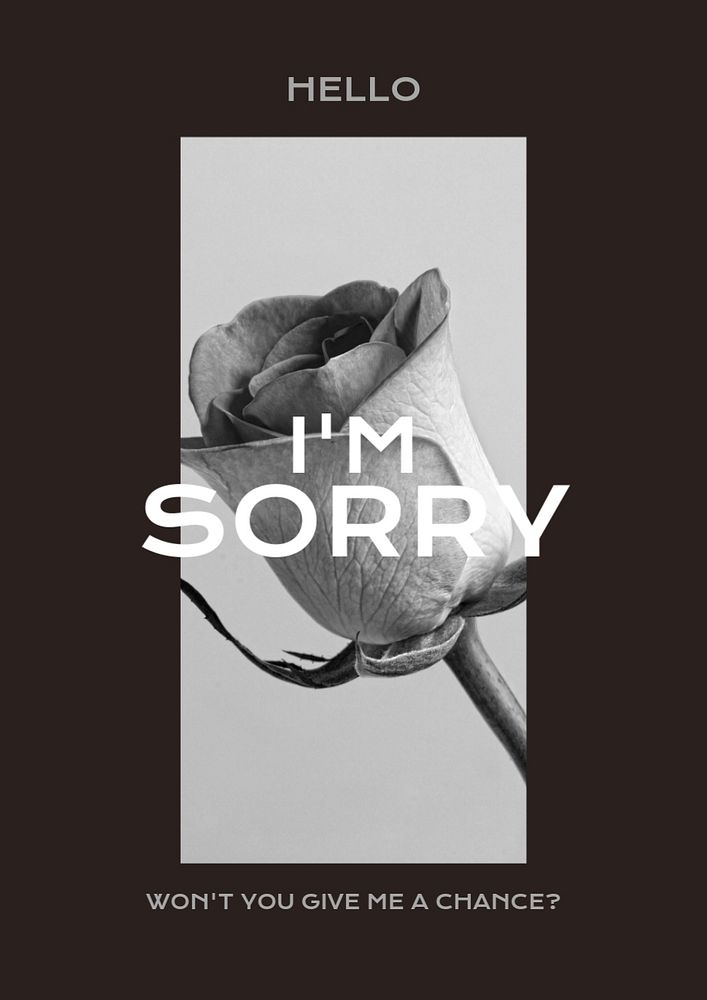 Sorry poster template, editable text and design