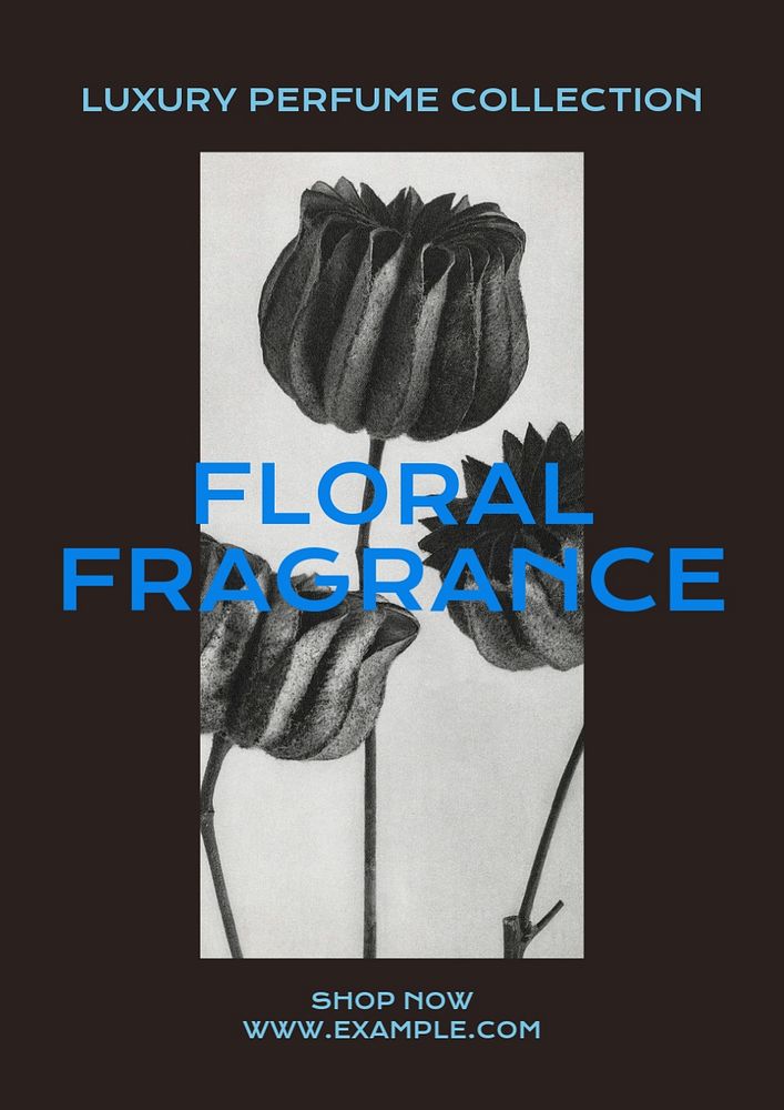 Floral fragrance poster template, editable text and design