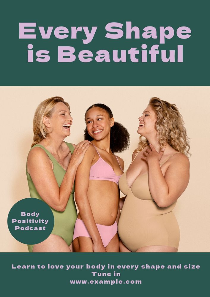 Body positivity poster template, editable text and design