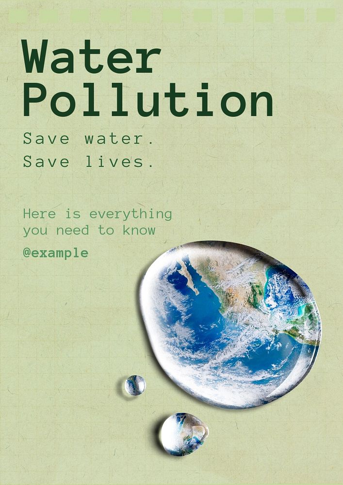 Water pollution poster template, editable text and design