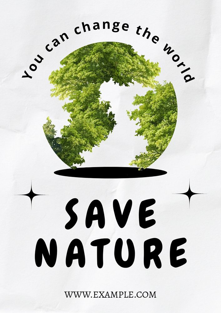 Save nature poster template, editable text & design