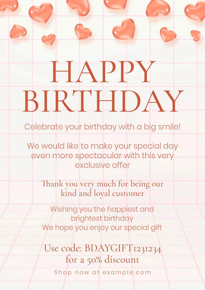 Birthday gift poster template, editable text & design