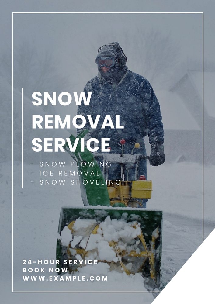 Snow removal service poster template, editable text and design