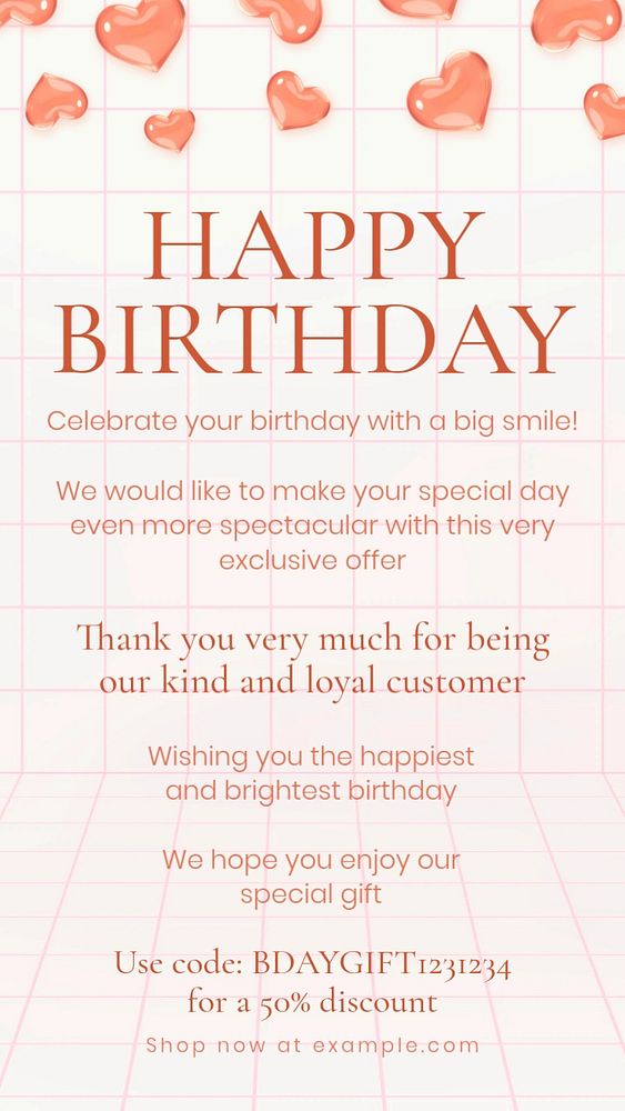 Birthday gift Instagram story template, editable text