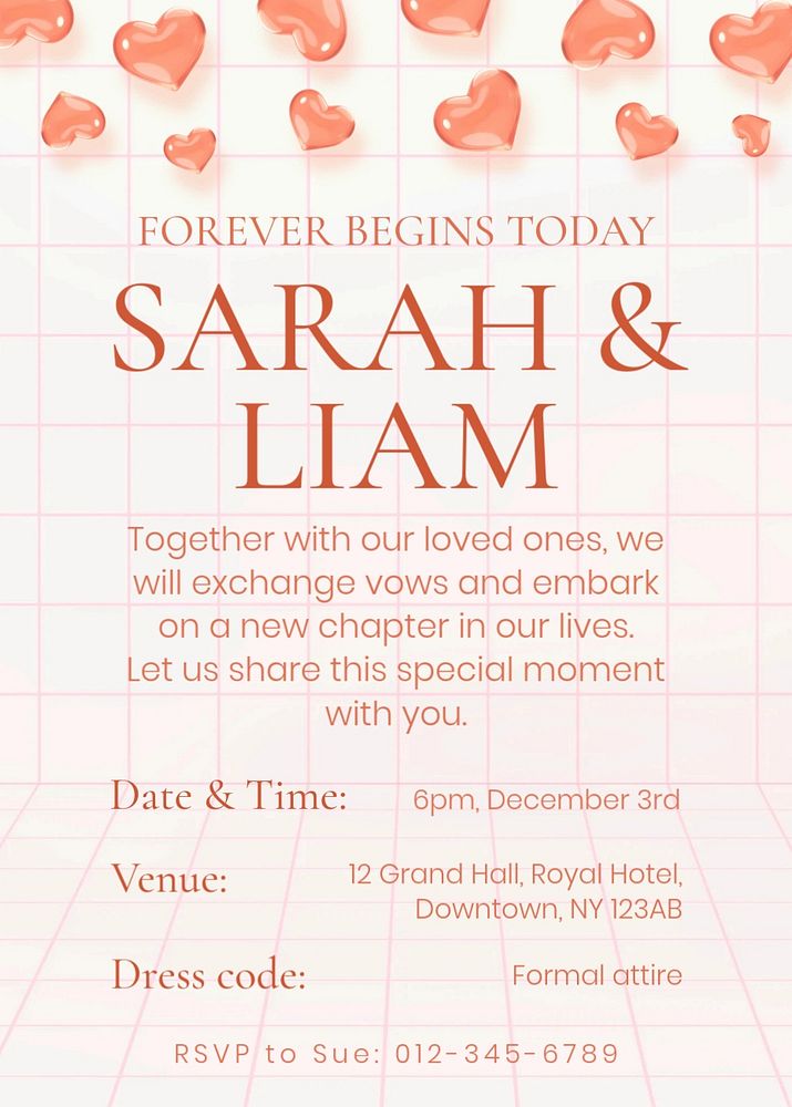 Wedding invitation flyer template, editable text