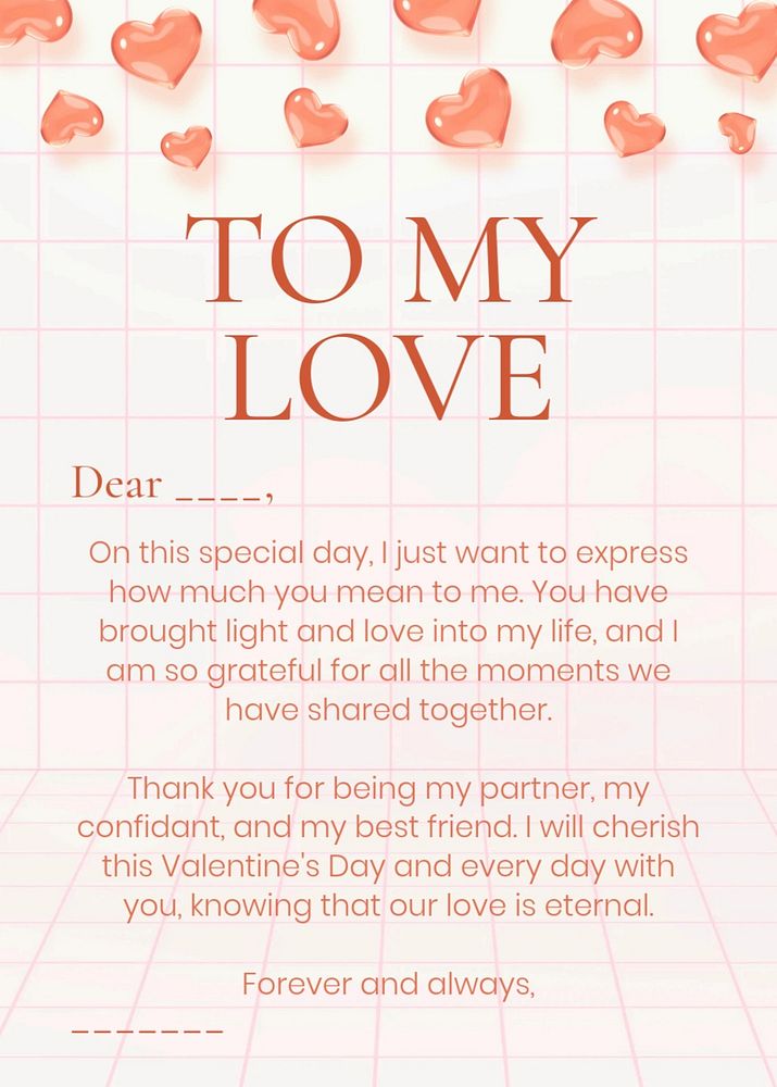 Love letter flyer template, editable text