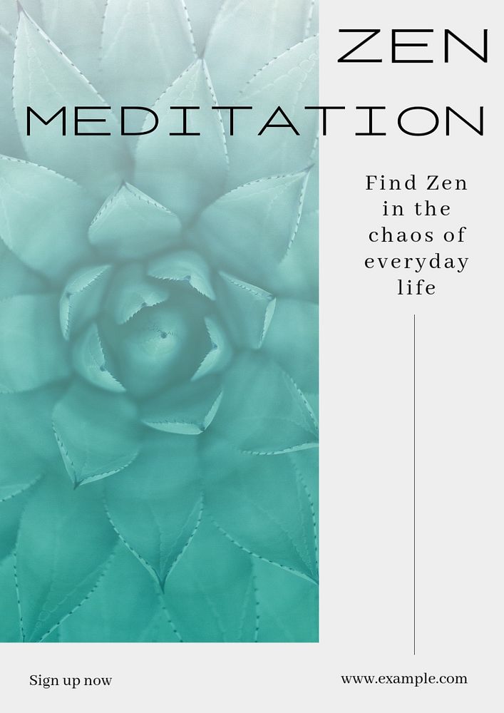 Zen meditation poster template, editable text & design