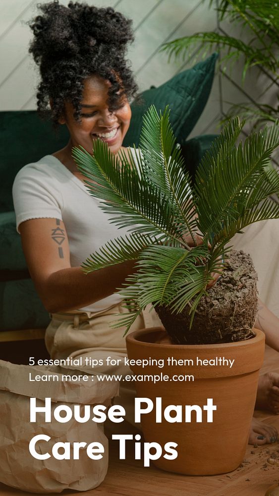 House plant care Instagram story template, editable text