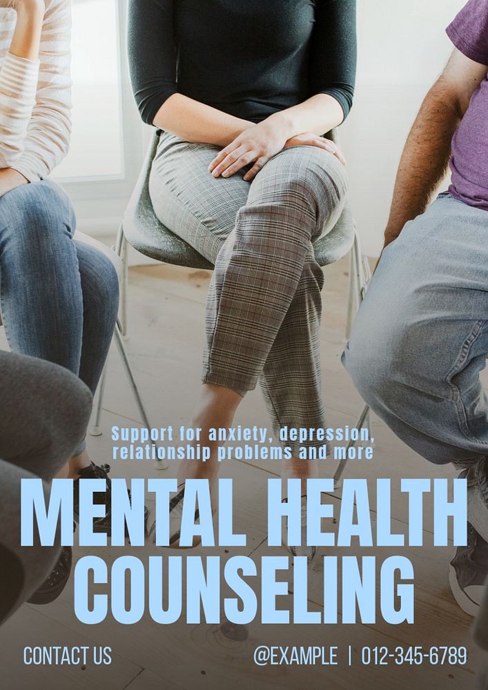 Mental health counseling poster template, editable text and design