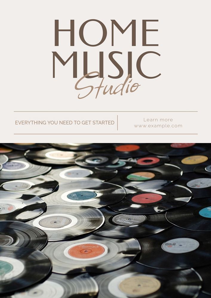 Home music studio poster template, editable text & design