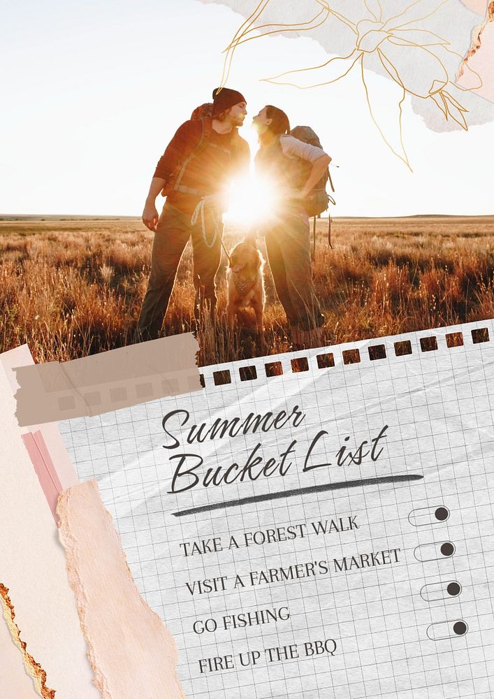 Summer bucket list poster template, editable text and design