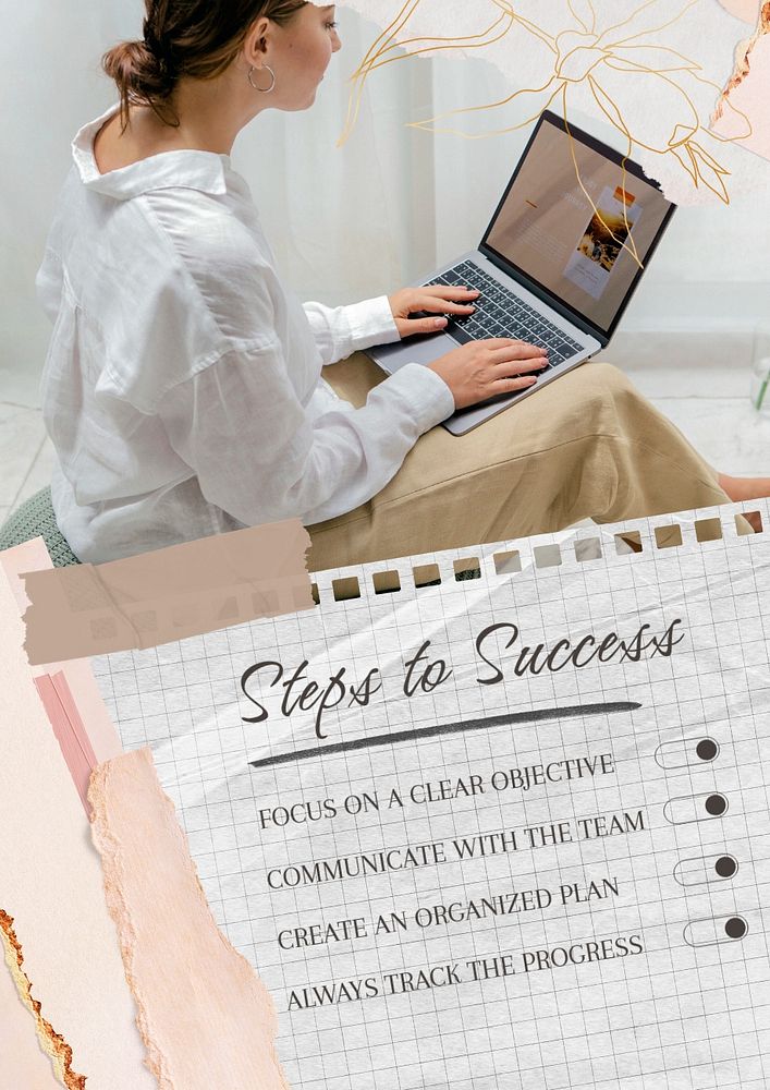 Steps to success poster template, editable text and design