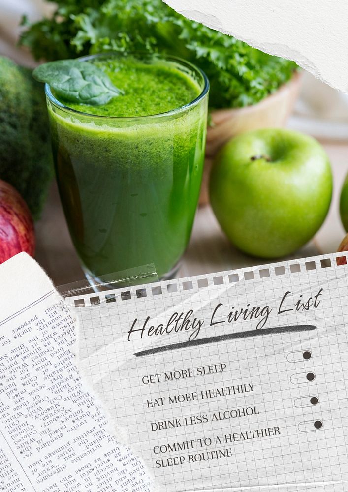 Healthy living list poster template, editable text and design