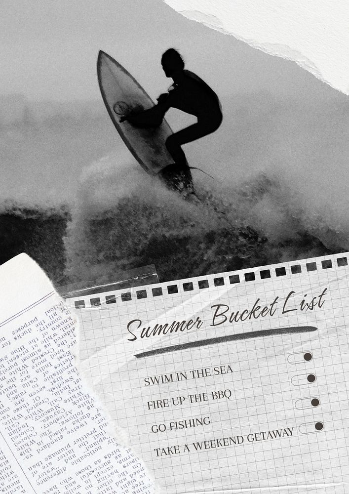 Summer bucket list poster template, editable text and design