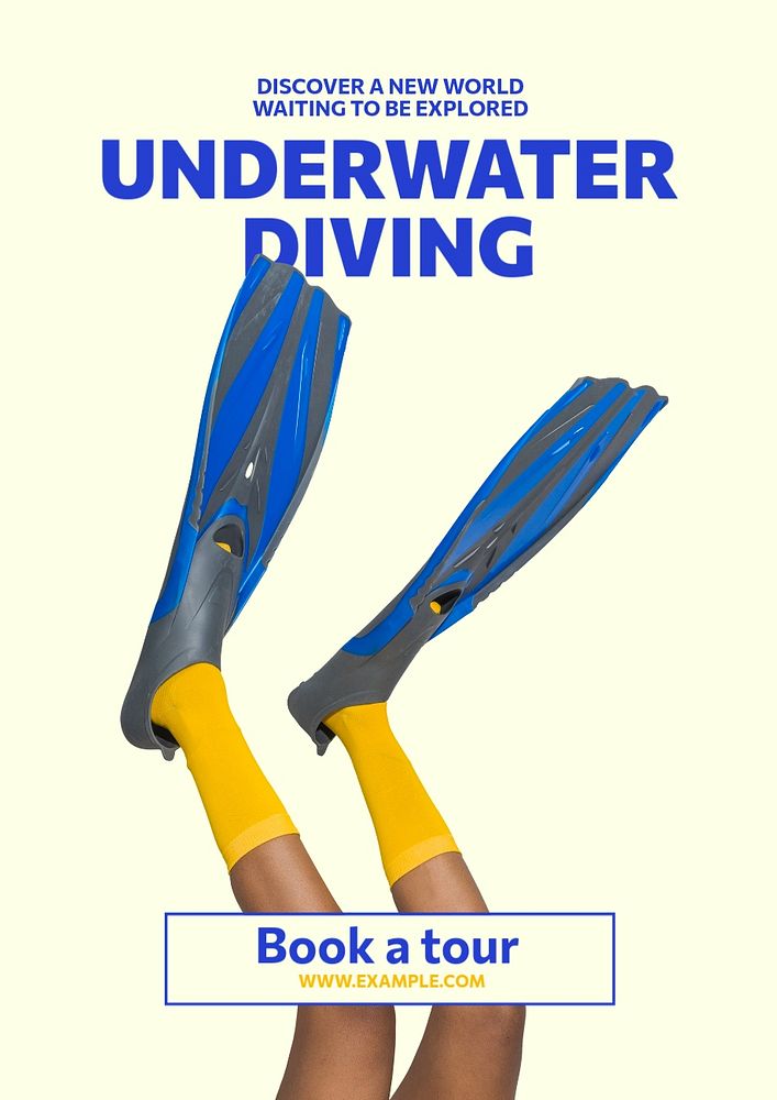 Underwater diving poster template, editable text & design