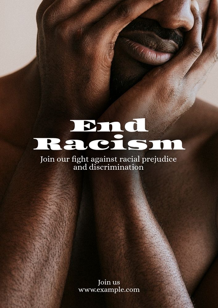 End racism poster template, editable text & design