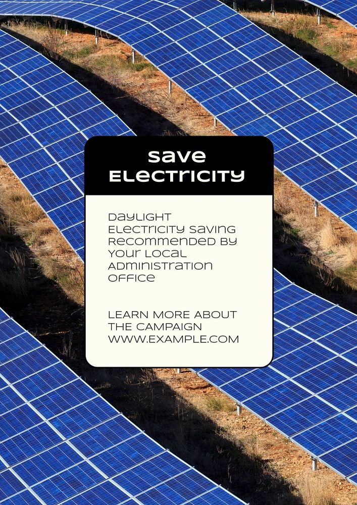 Save electricity poster template, editable text and design