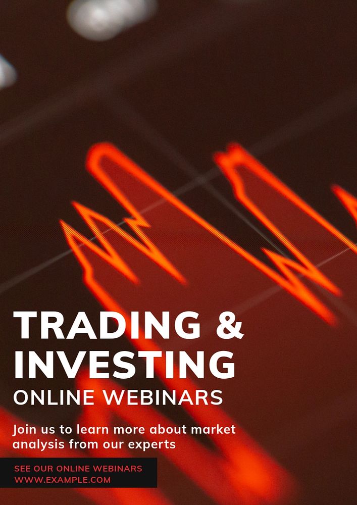 Trading webinars poster template, editable text and design