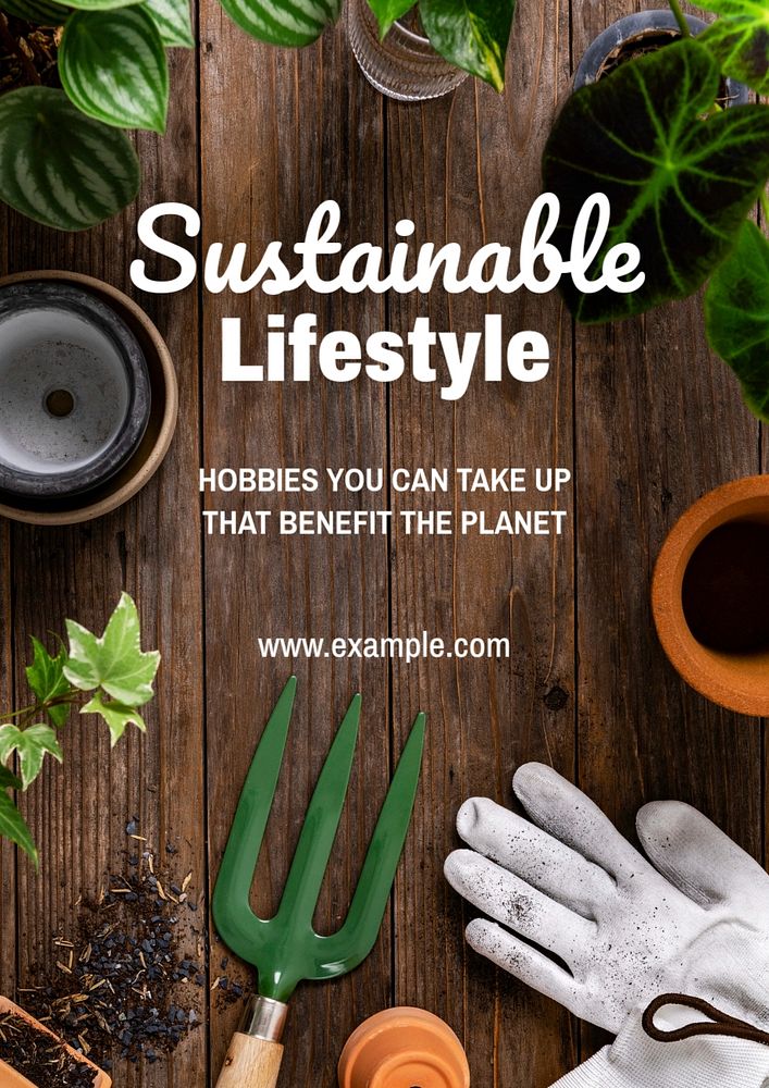 Sustainable lifestyle poster template, editable text and design