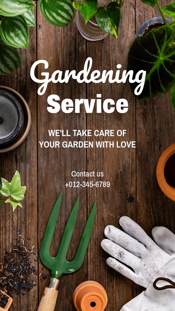 Gardening service Instagram story template, editable text