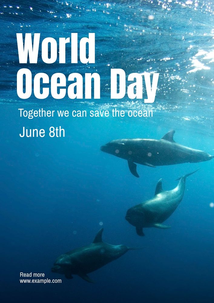 World ocean day poster template, editable text and design