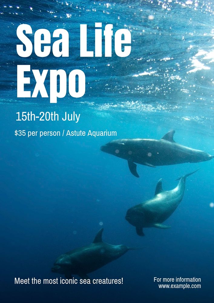 Sea life expo poster template, editable text and design