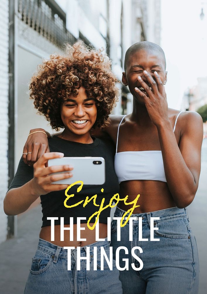 Enjoy little things poster template, editable text & design