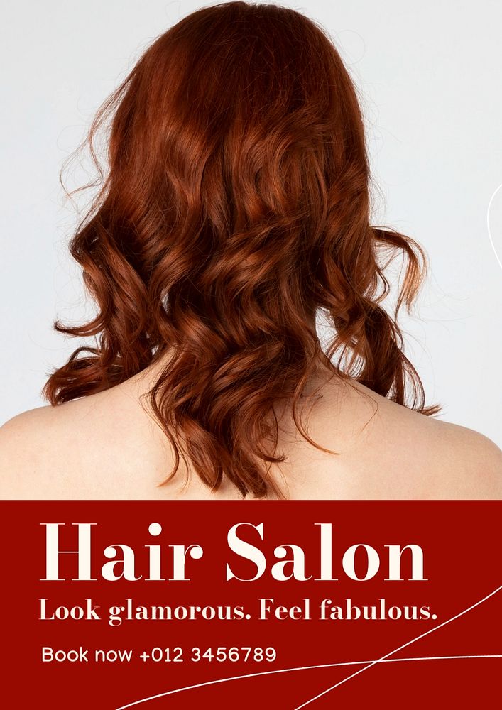 Hair salon poster template, editable text and design