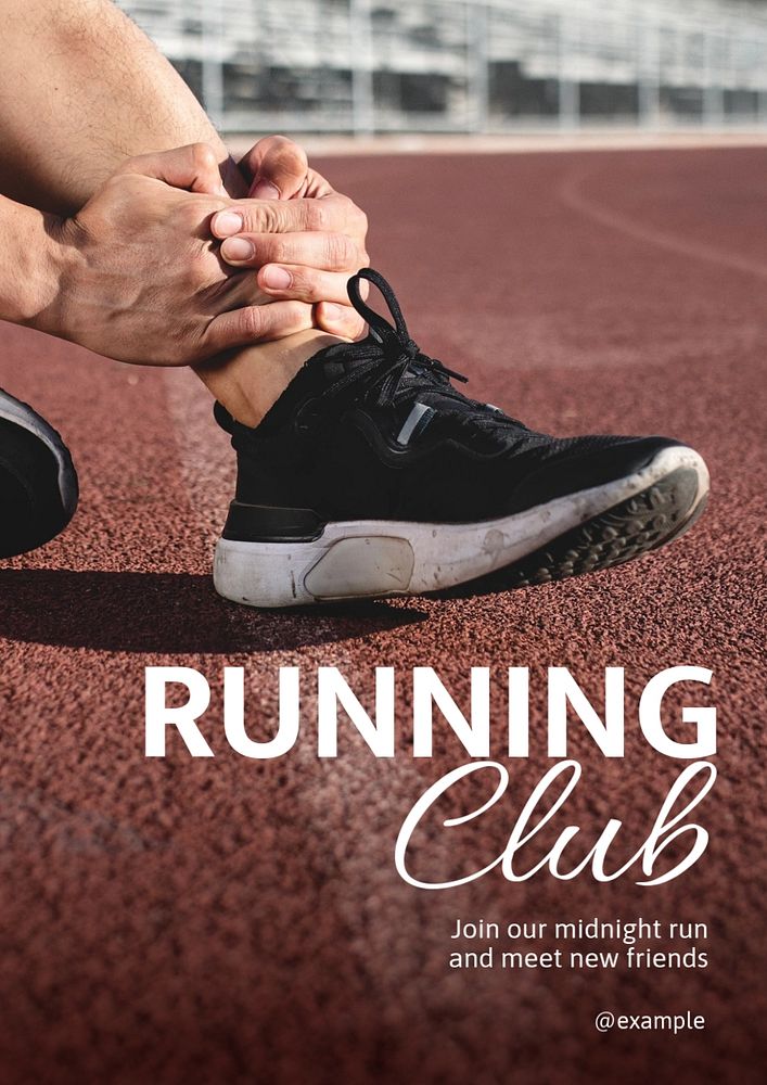 Running club poster template, editable text and design