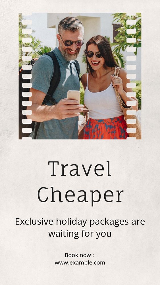 Travel Cheaper Facebook story template, editable design