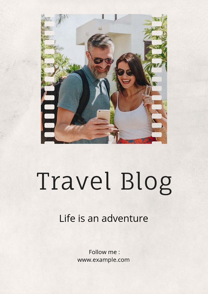 Travel blog poster template, editable text and design