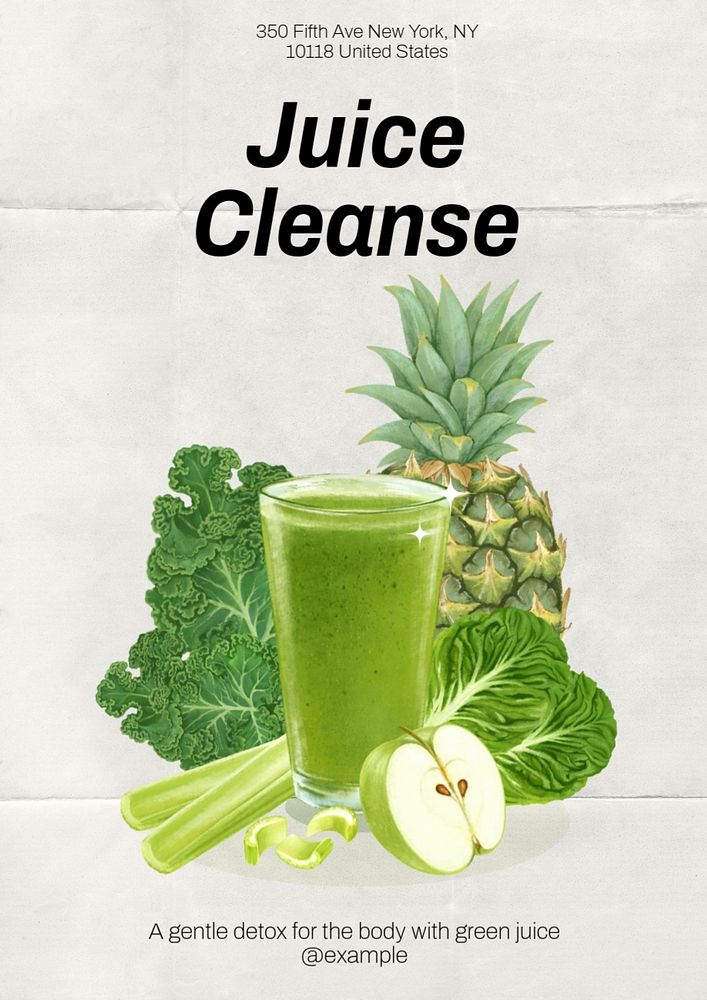 Juice cleanse poster template, editable text and design