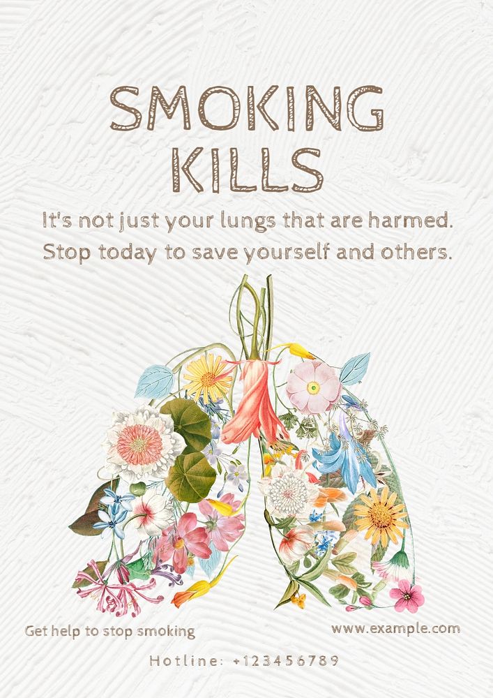 Smoking kills  poster template, editable text and design